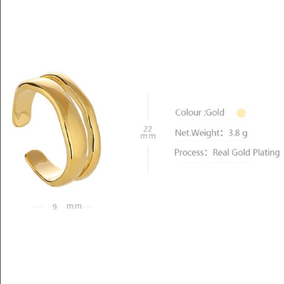 💛18K gold plated layered open ring - Picture 3 of 6